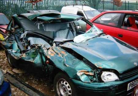 The wreckage of Colleen van Rooyen's car after the tragedy