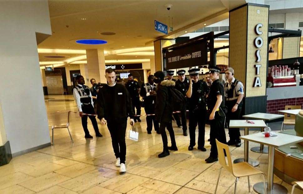 Emergency services at the scene of the incident at Bluewater. Picture: UKNIP