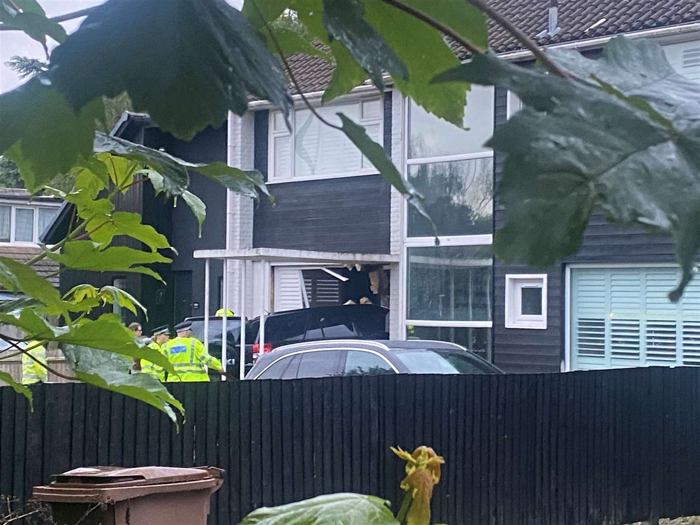 A vehicle has been pictured driven into property in Wigmore Drive, Gillingham