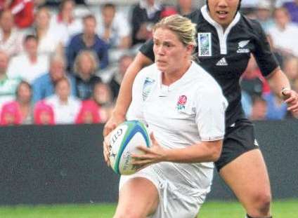 Rachael Burford in action for England Picture: www.rugbymatters.net