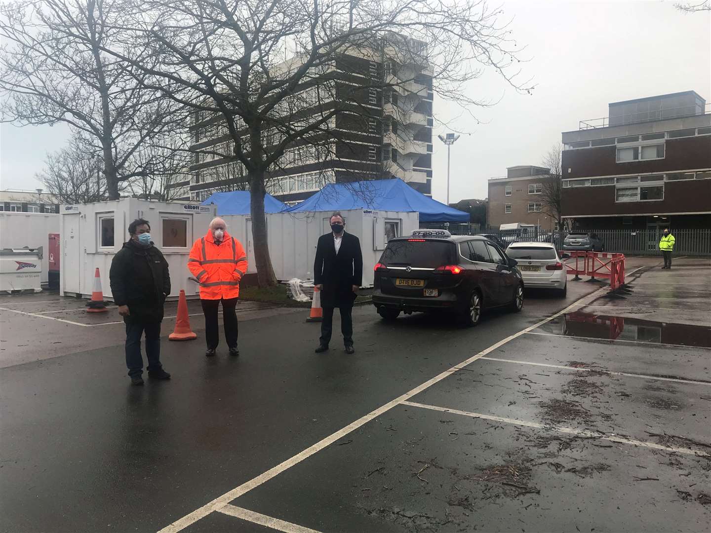 Folkestone district is already home to three vaccine sites, including one at the Civic Centre. Pictured: Dr Tuan Nguyen, Cllr David Monk and MP Damian Collins. Picture: Damian Collins