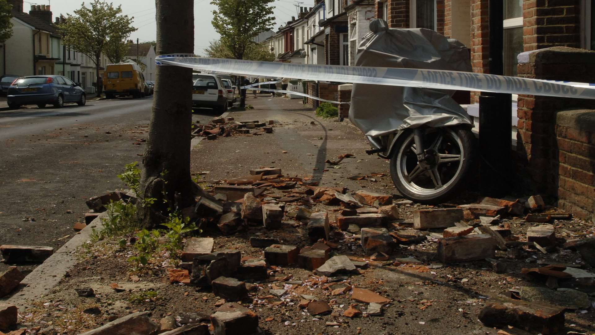The aftermath of the earthquake in Marshall Street, Folkestone. Picture: Paul Dennis