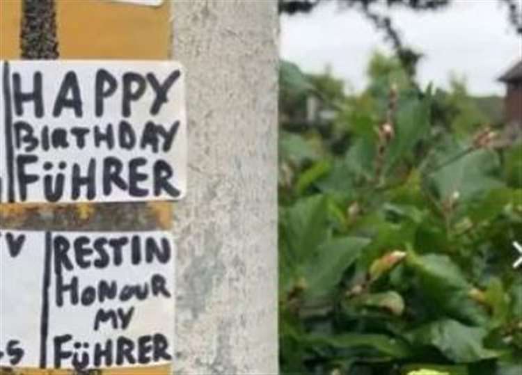 Nazi messages have been posted on lamposts and buildings