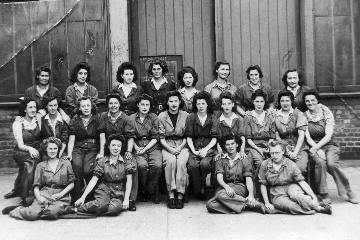 Pictured at Chatham Dockyard around 1945 are so-called ‘electrical girls’ who worked on board ships