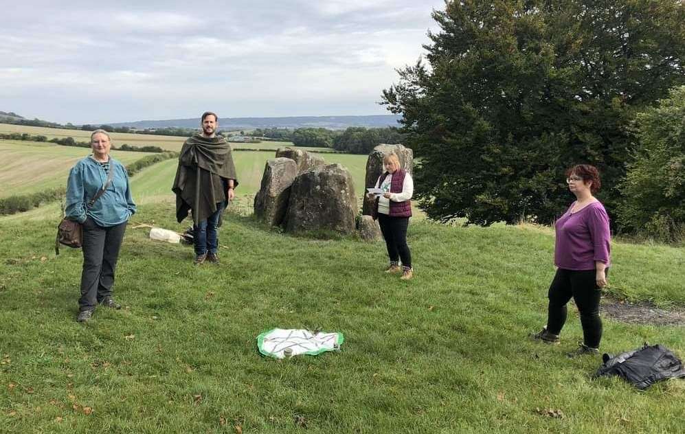 Jonathan Weekes, centre left, at the Coldrum Stones, for the sacred ritual on Sunday, October 17