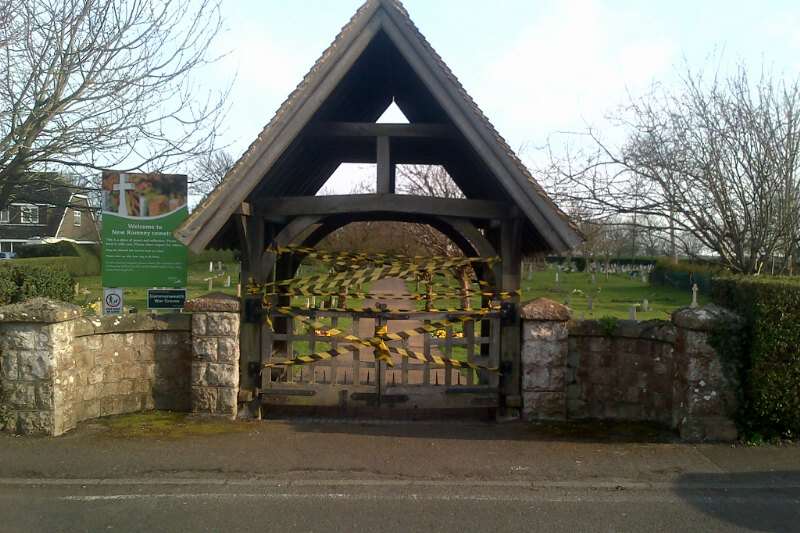 New Romney cemetery has been closed because of safety fears with the gate