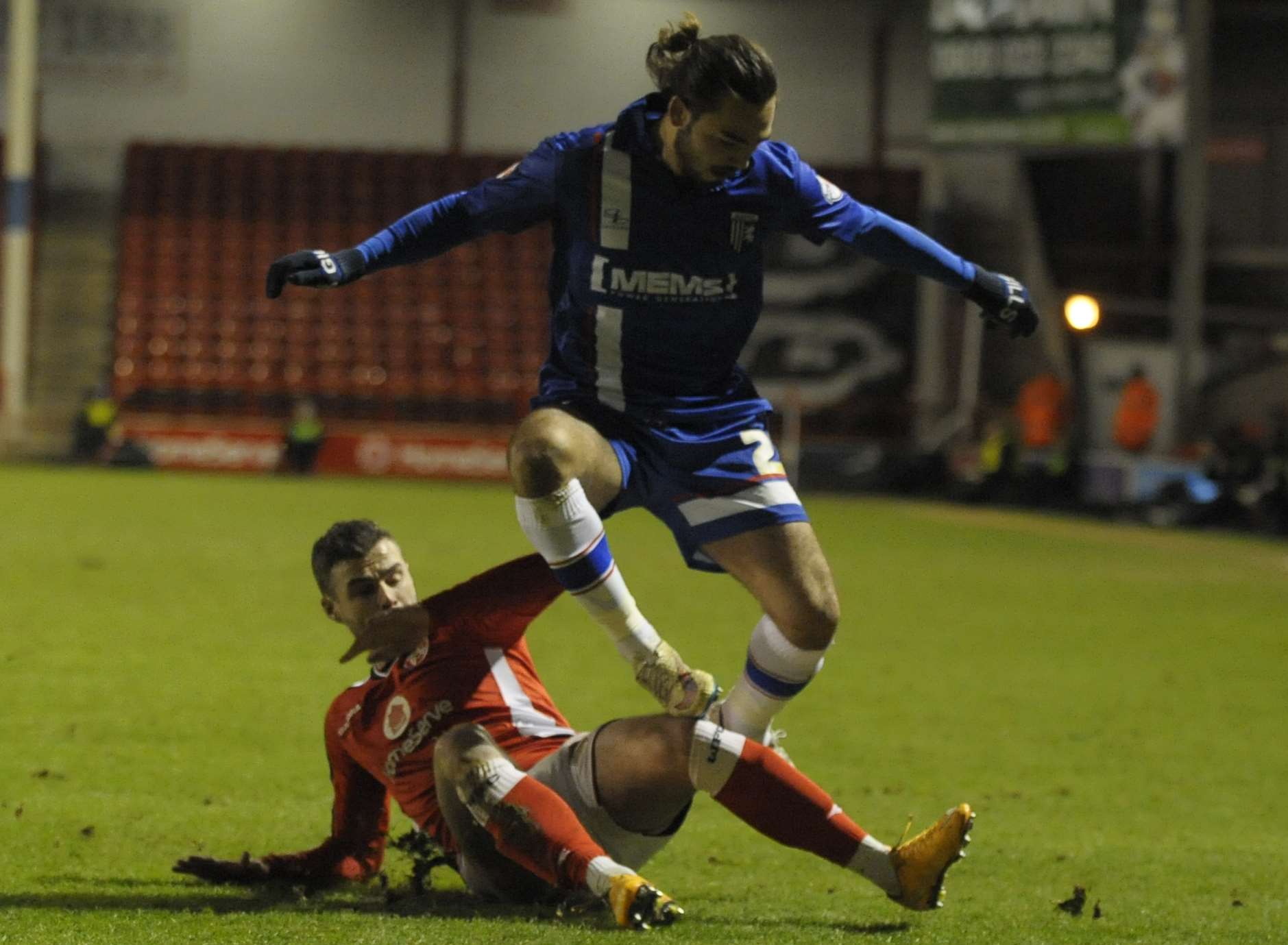 Gillingham's Bradley Dack hurdles a challenge at Walsall. Picture: Barry Goodwin