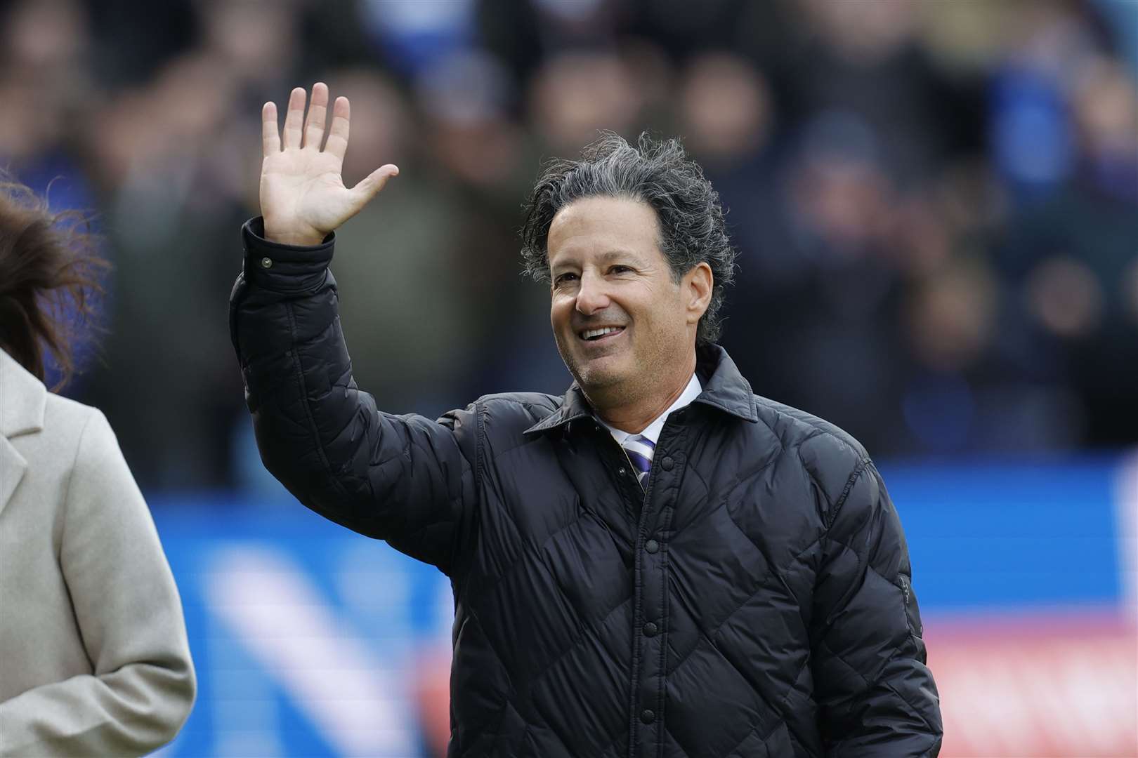 New owner Brad Galinson waves to the Gillingham fans at Priestfield