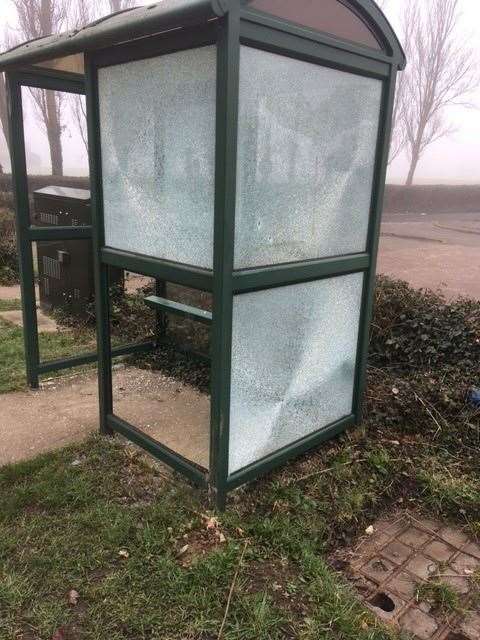 A bus stop in the town was also damaged by catapults. Picture: Cranbrook and Sissinghurst Parish Council