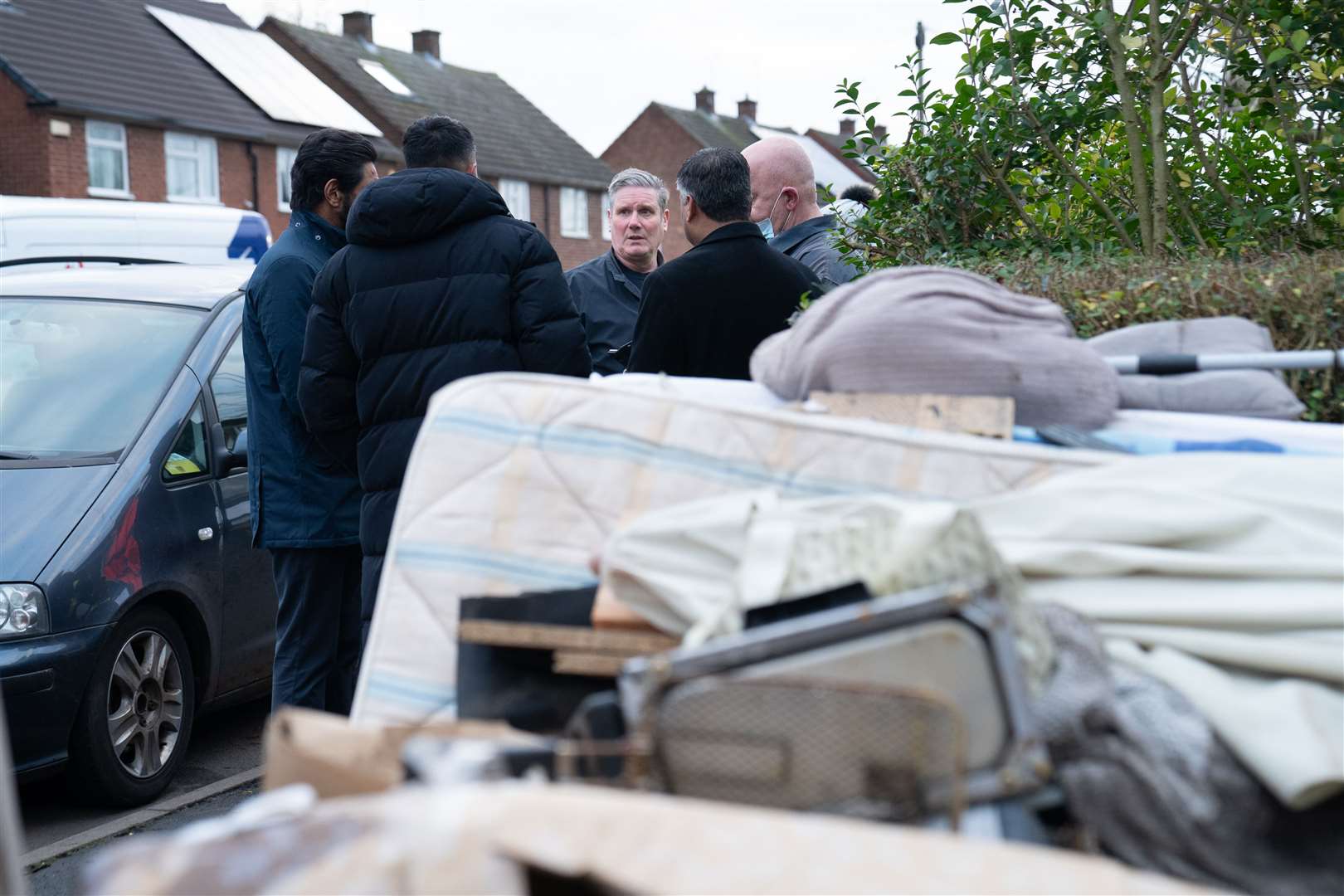 Labour leader Sir Keir Starmer meets residents in Loughborough, East Midlands, whose houses flooded during Storm Henk (Stefan Rousseau/PA)