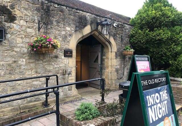 Second time lucky, this elaborate hole in the wall is the main entrance to the pub