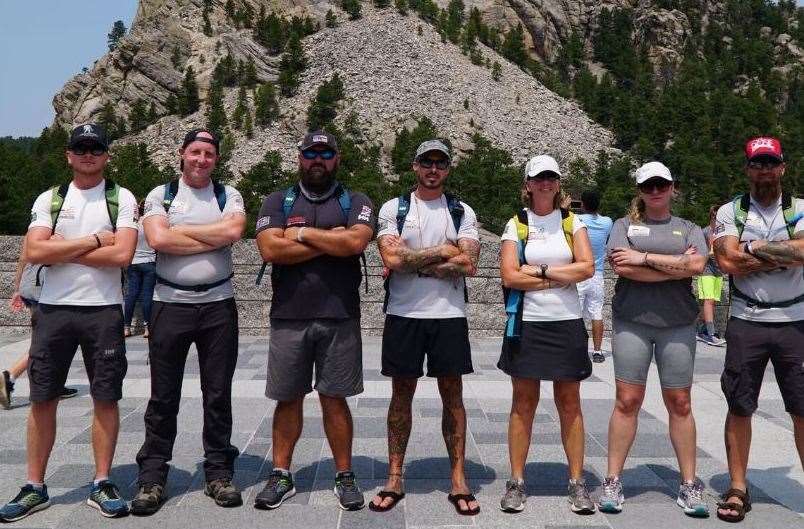 Mr Whittlesea with his group of walkers in 2018