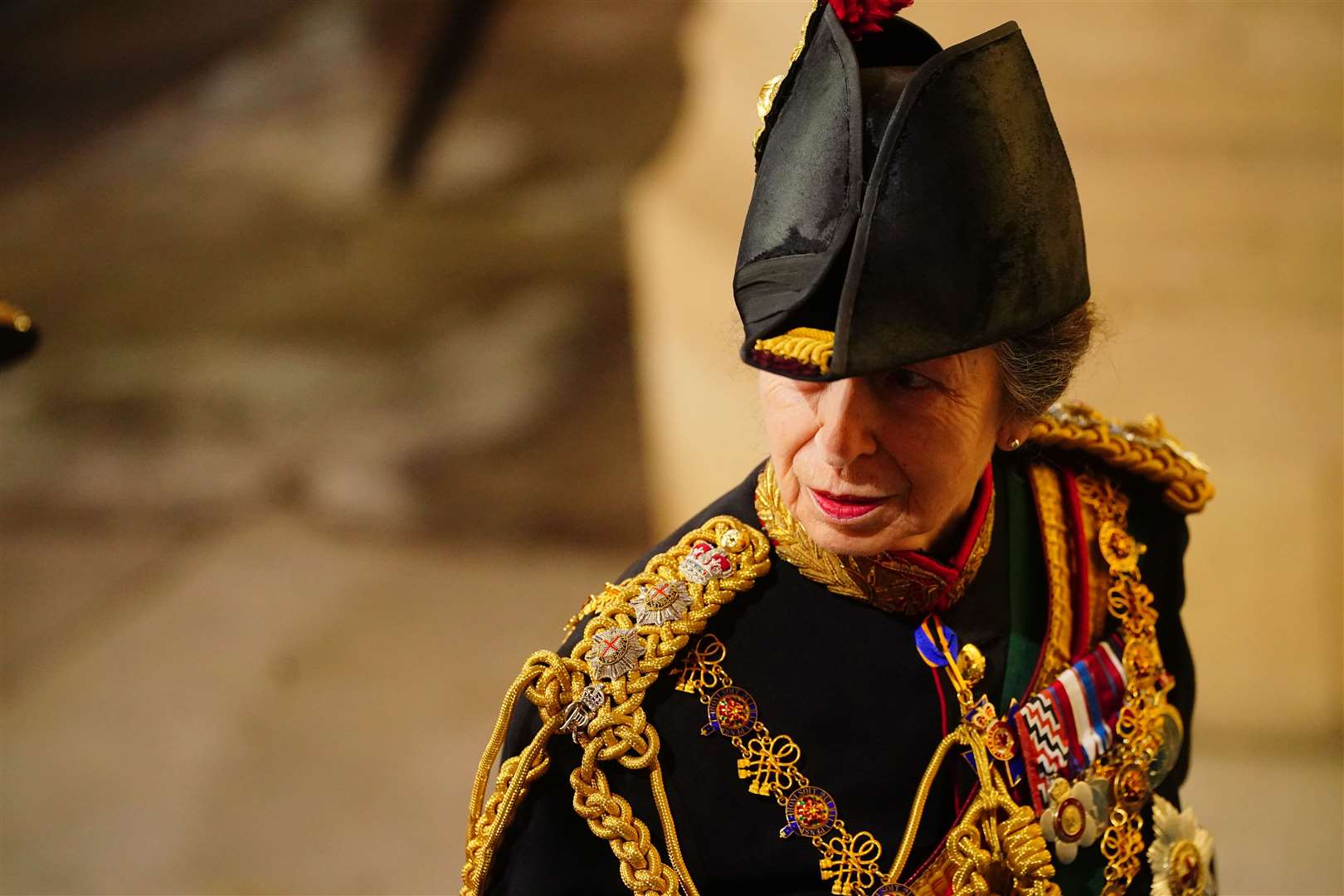 The Princess Royal arriving at the Sovereign’s Entrance to the Palace of Westminster (Victoria Jones/PA)