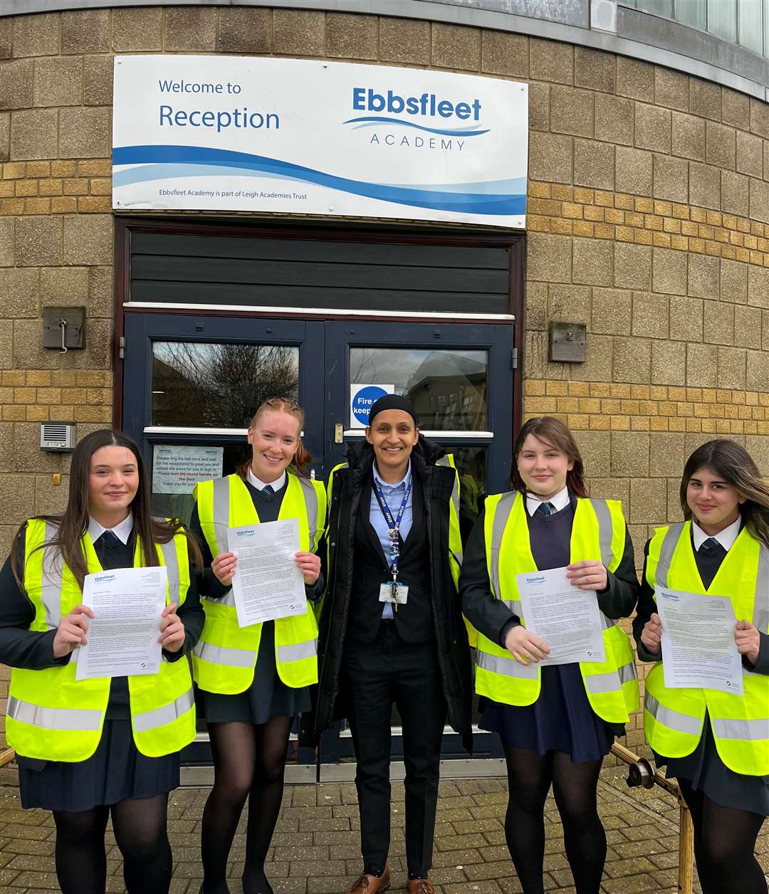 From left: Shannon Street, Ruby Tinsley, principal Ms Gurjit Kaur Shergill, Hayley West and Simona Mockeviciute