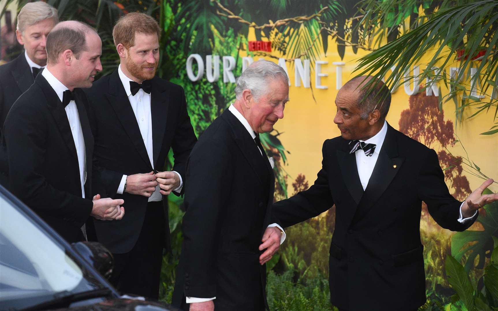 William and Harry, pictured with Charles and the Lord-Lieutenant of Greater London Sir Kenneth Olisa (Kirsty O’Connor/PA)