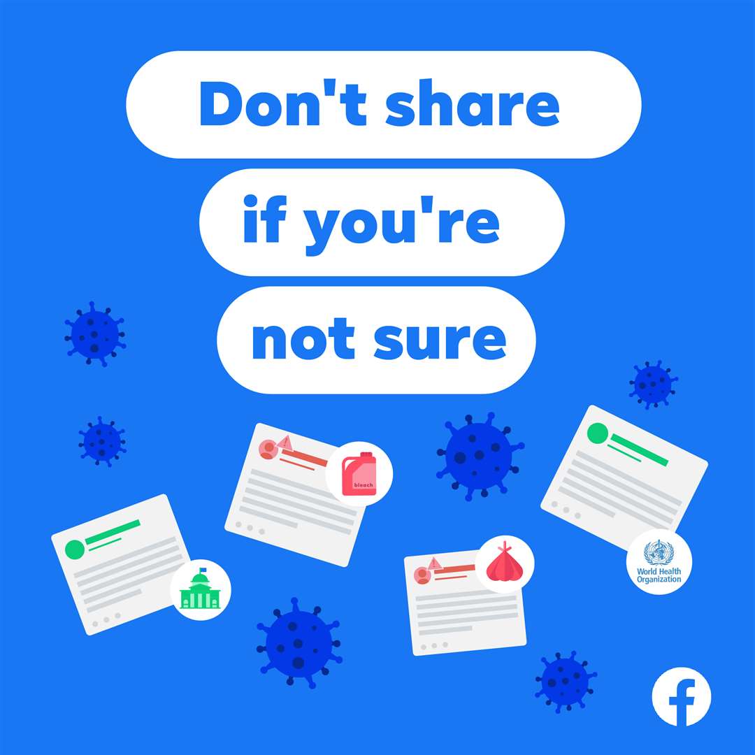 The ads also warn people not to share content if they are not sure how true it is (Facebook/PA)