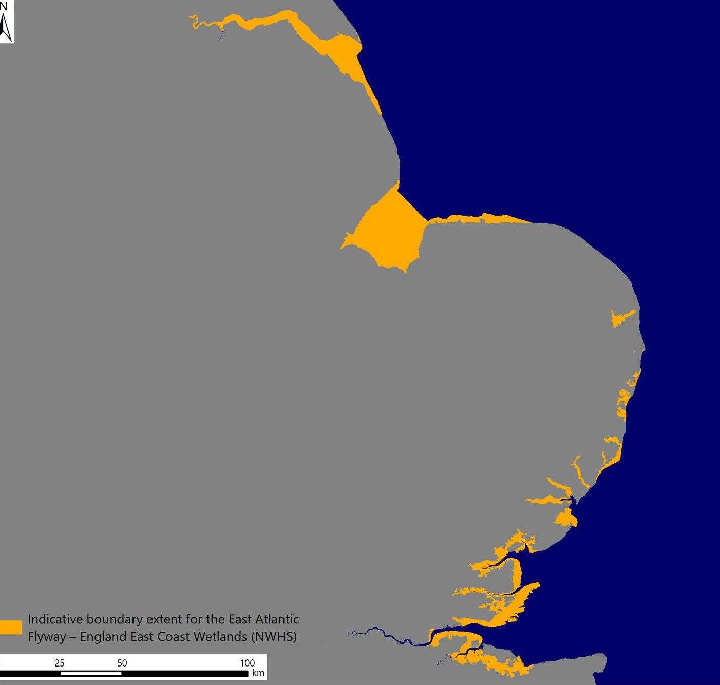 A map showing the proposed East Coast Wetlands