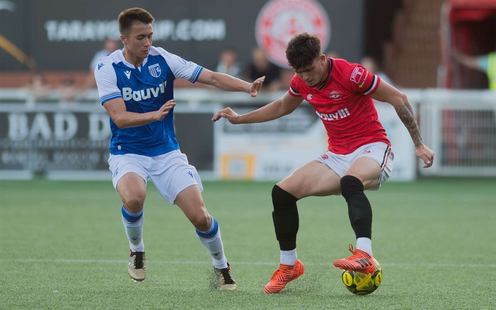 Action between Chatham Town and Gillingham under-18s last week at the Bauvill Stadium Picture: @shotbytxm