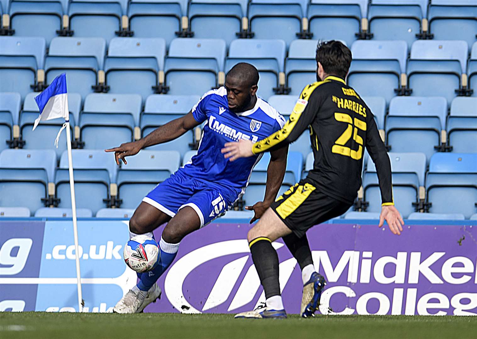 John Akinde in action against Bristol Rovers during the opening half Picture: Barry Goodwin