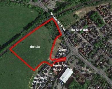 A map of the Clarendon Homes development site off Beaver Road, Allington