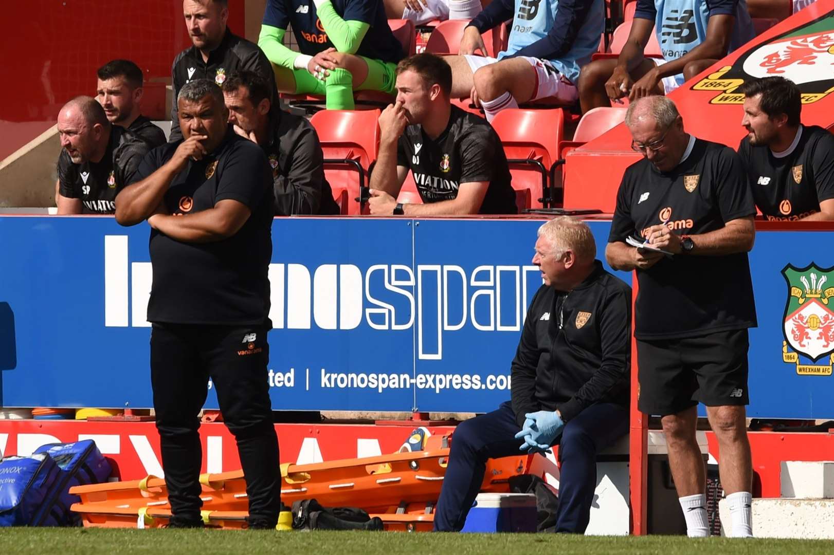 Hakan Hayrettin and Terry Harris can't believe what they're watching Picture: Steve Terrell