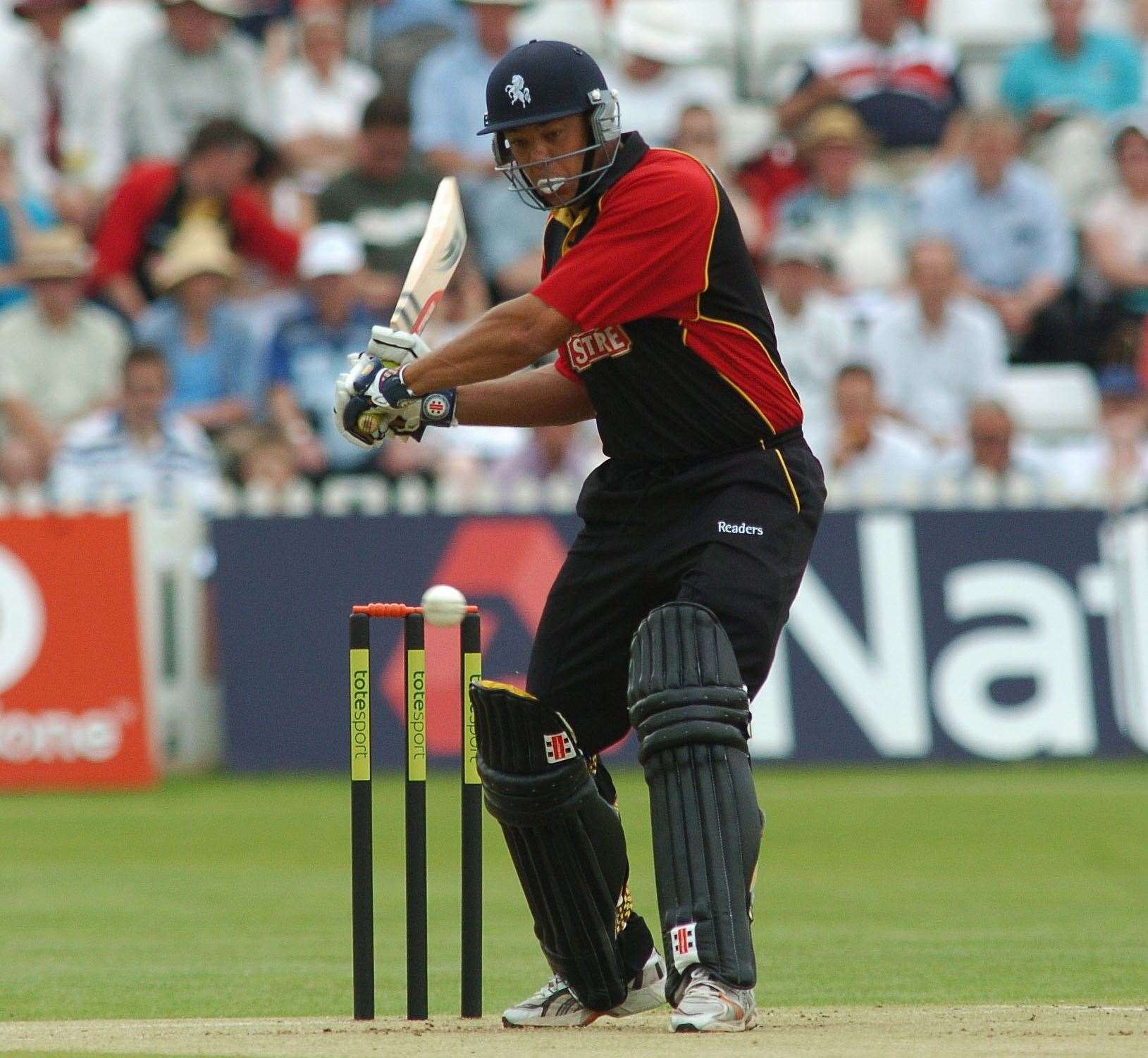 Andrew Symonds batting for Kent Spitfires against Lancashire at Tunbridge Wells in 2004 Picture: Ady Kerry