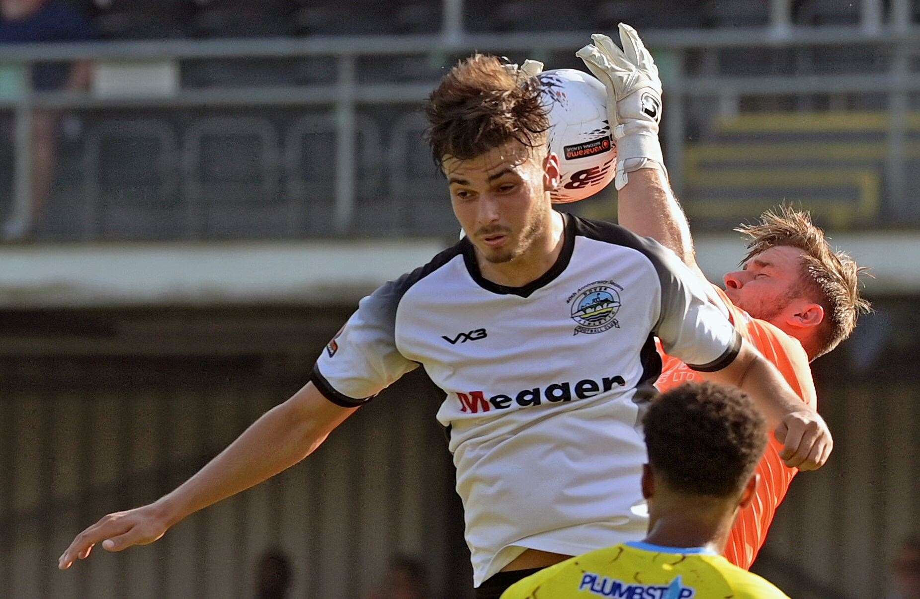 Dover striker George Nikaj – scored but was also sent off in last Saturday’s 1-0 success against Slough. Picture: Stuart Brock