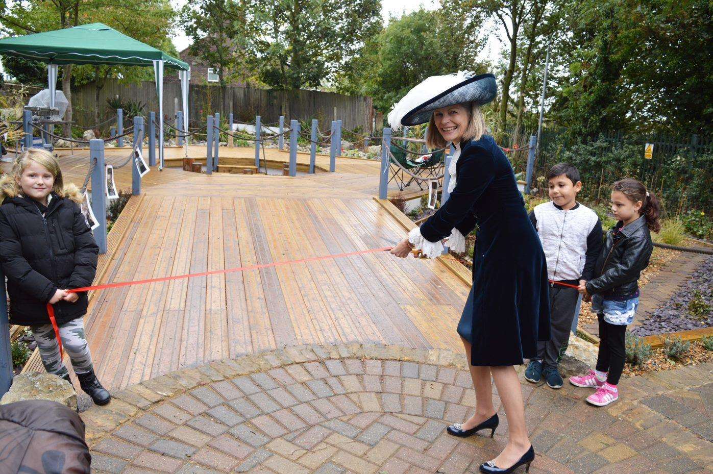 The High Sheriff of Kent, Jane Ashton cutting the ribbon at the opening of the new garden