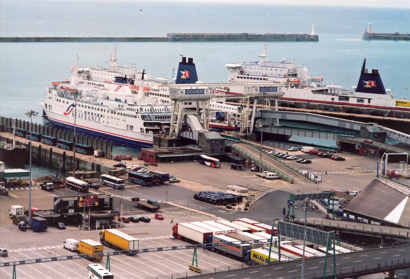 A Seafrance ship can be seen in this picture overlooking the Port of Dover in 1999. The French company began operations in Dover in 1996 and ran services across the Channel before going into liquidation in 2012