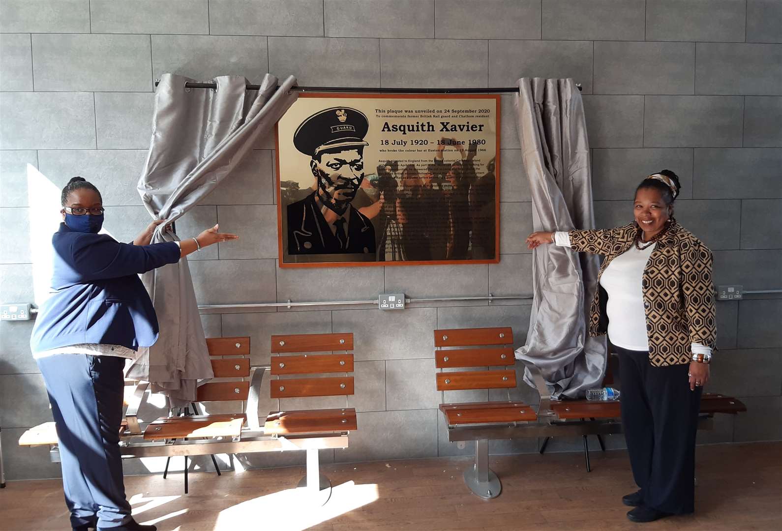 The plaque was revealed by Mr Xavier's youngest daughters, Maria Xavier (left) and Sheena Xavier