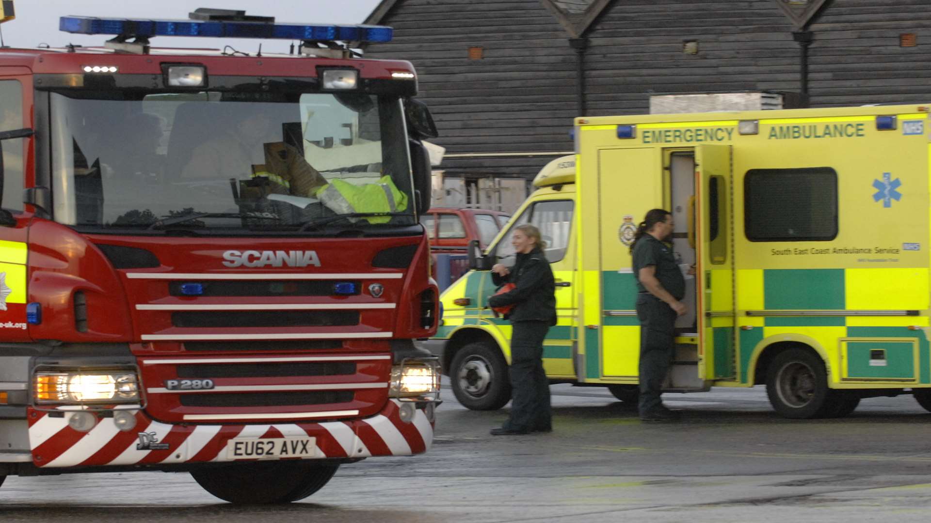 A car crashed into a bus stop. Stock picture