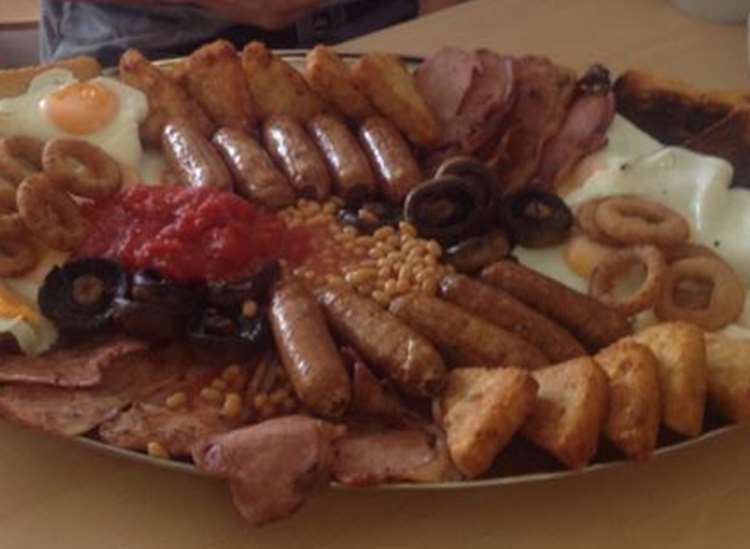 10terden Terminator mega breakfast at Papa Joe's cafe in Tenterden