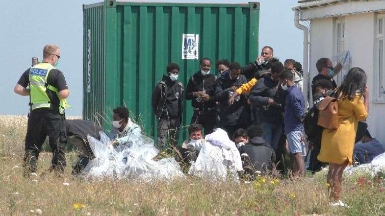 Asylum seekers at Dungeness beach