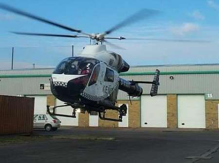 The air ambulance sets off for Maidstone Hospital with the accident victim on board. Picture: BARNABY CHESTERMAN