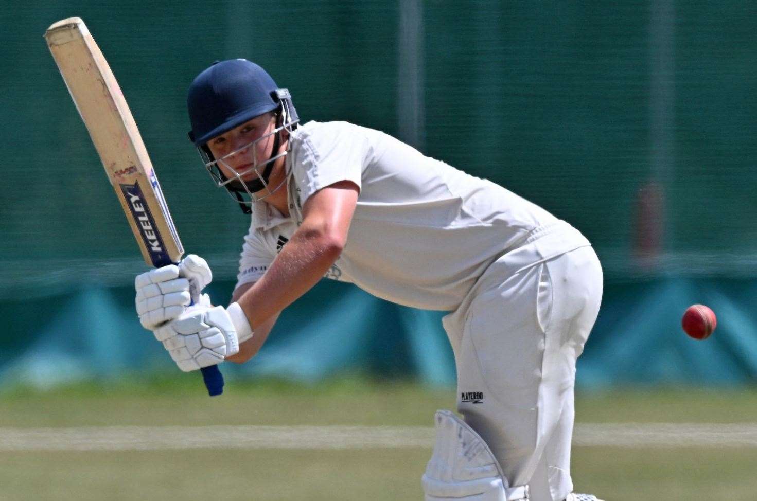 Oliver Curtiss on his way to 65 during St Lawrence & Highland Court’s weekend win. Picture: Keith Gillard