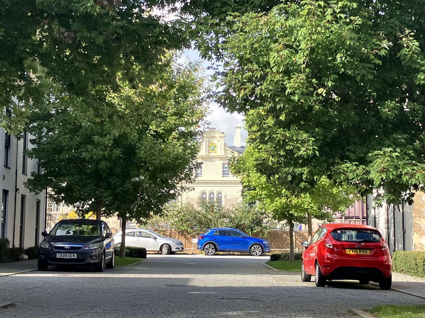 The view up Jessup Road, approaching the manor house