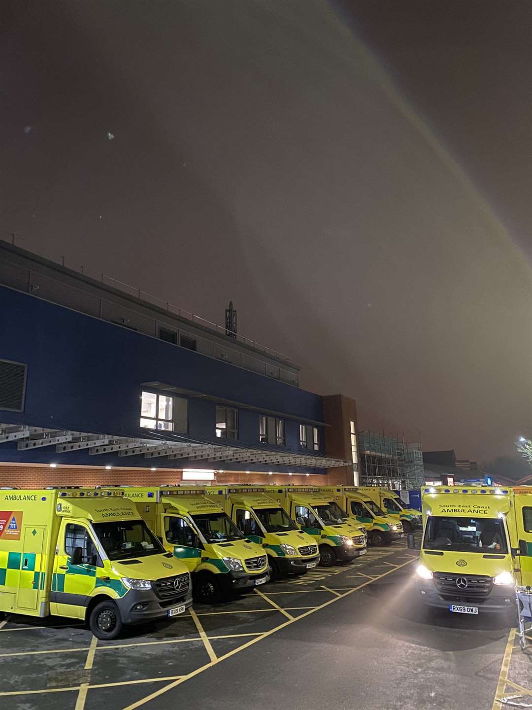 Ambulances waiting outside Medwa Hospital. Image from Cameron Walker