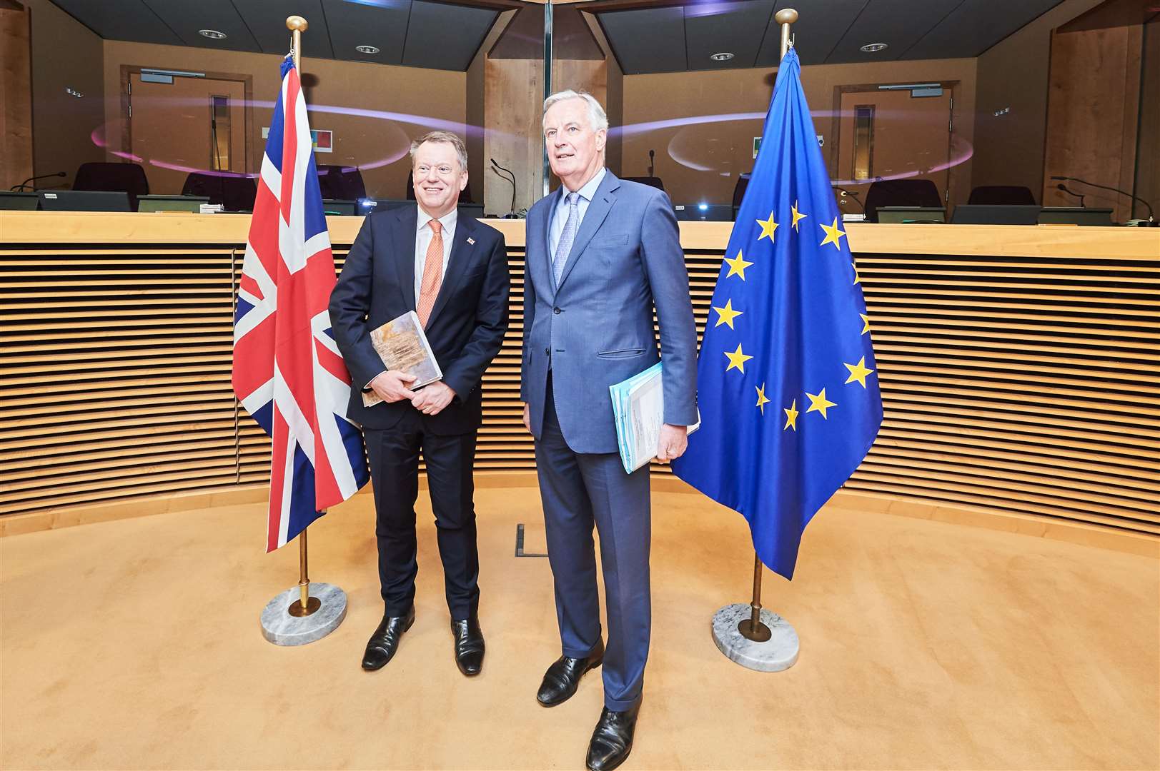 David Frost (left) with Michel Barnier (Dati Bendo/EU/PA)