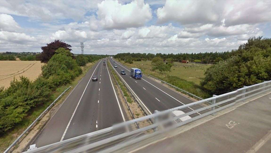 The crash happened on the M2 near Sittingbourne. Picture: Google Street View