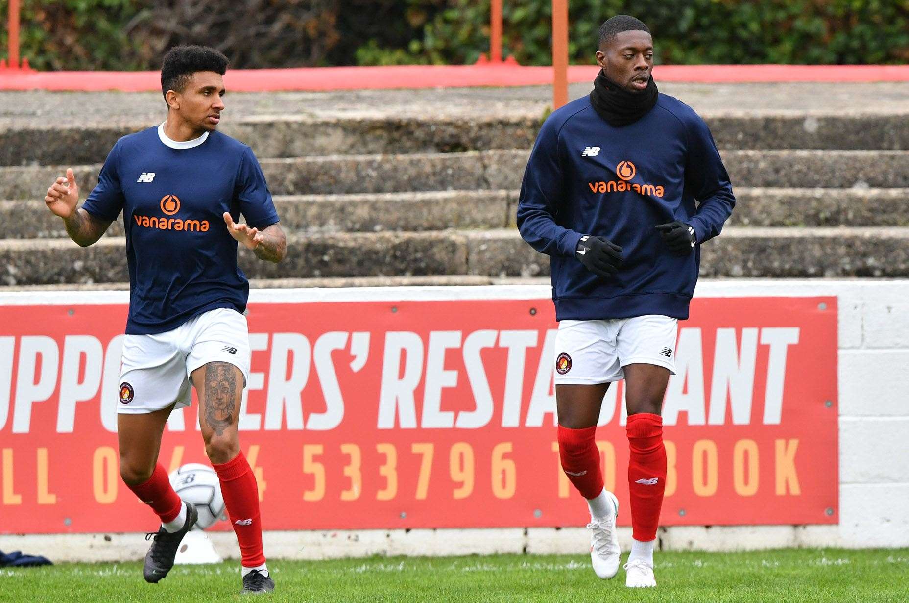 Tobi Adebayo-Rowling, left, joined the Fleet in the summer from Eastbourne. Picture: Keith Gillard