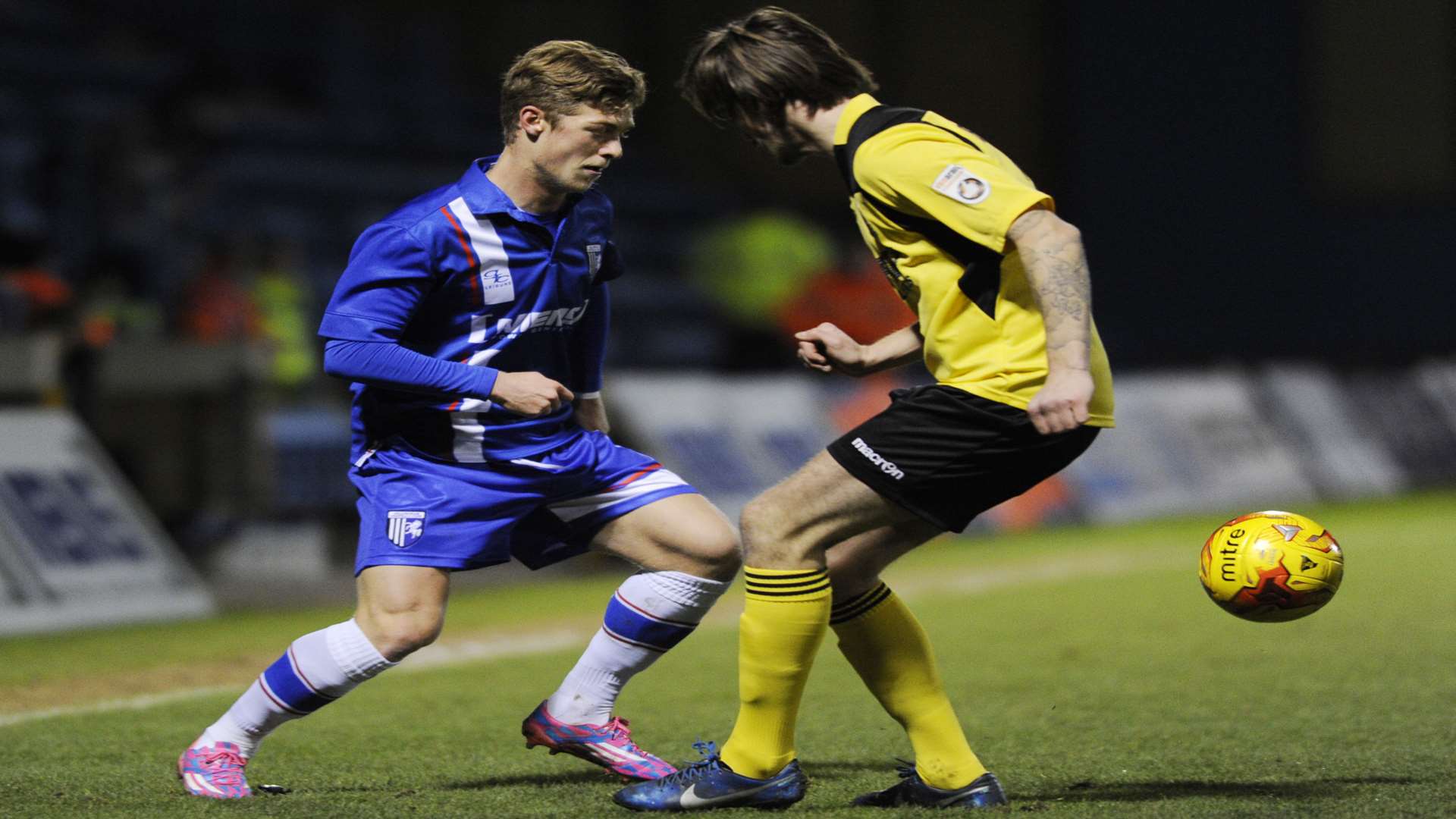 Charlie Webster takes on Dartford. Picture: Barry Goodwin