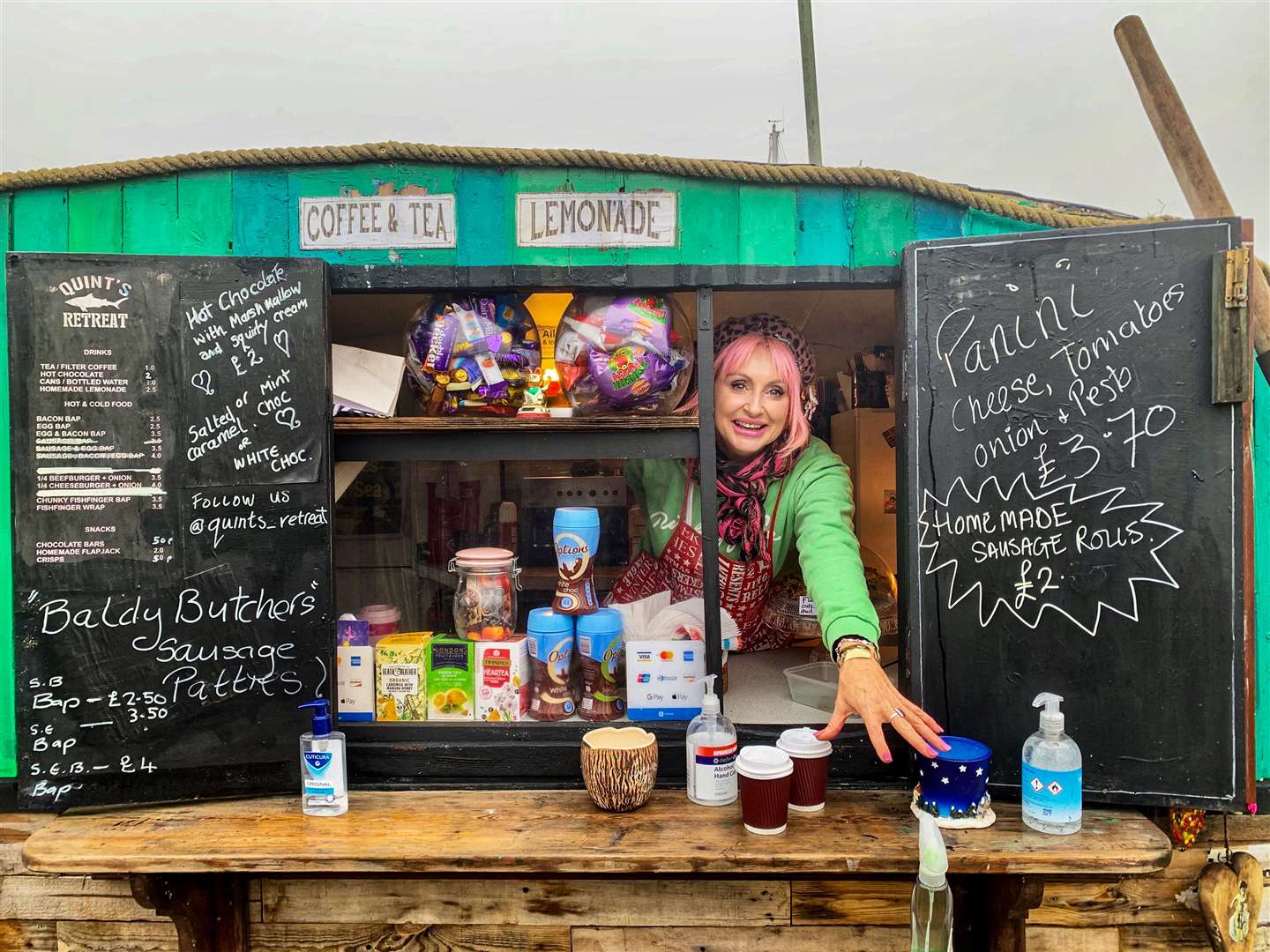 A welcome refreshment stop during a walk through Iron Wharf on the way to the marshes in Faversham. Pic: Robin Bowyer