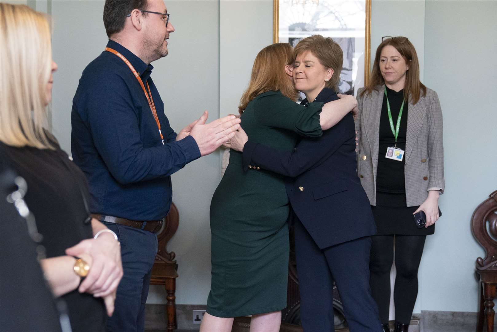 Ms Sturgeon says goodbye to her staff in Bute House (Jane Barlow/PA)