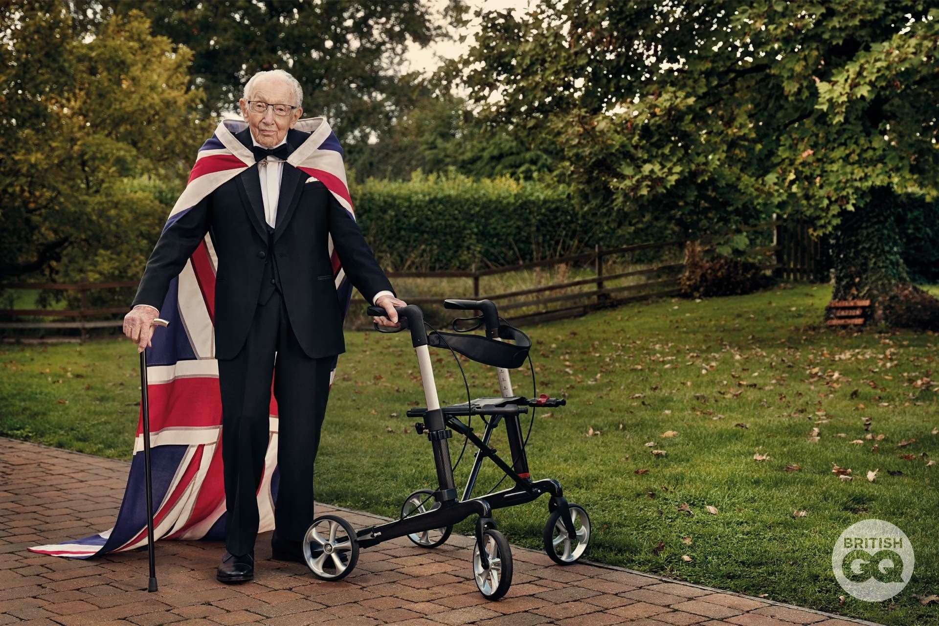 Captain Sir Tom Moore in British GQ magazine (Gavin Bond)