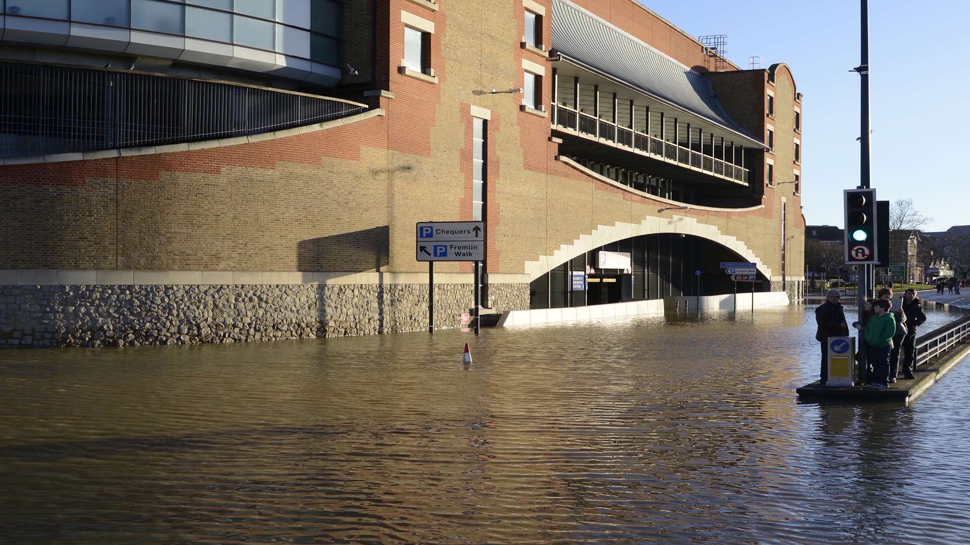 One of Maidstone's busiest roads lies under the water