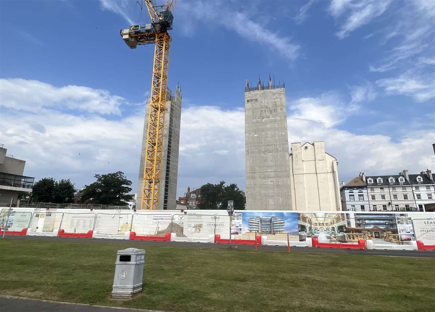 Work has stopped on the Leas Pavilion development in Folkestone