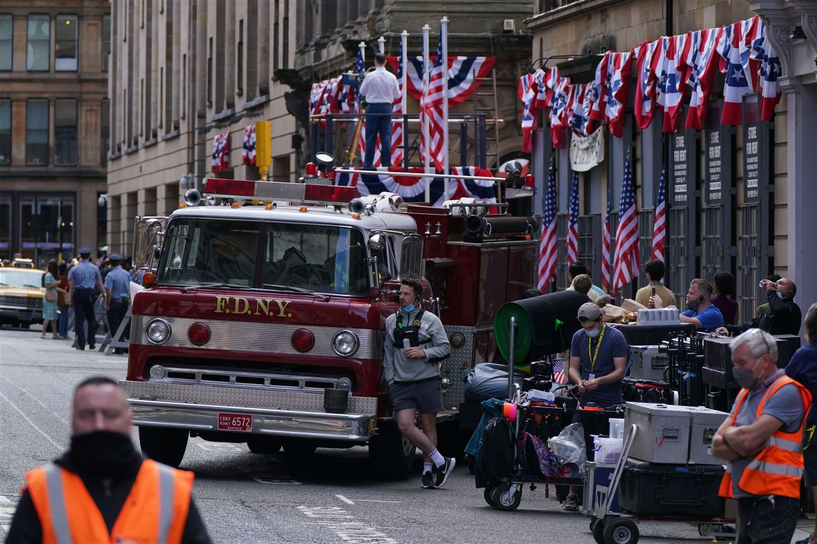 Crew have set up on Cochrane Street (Andrew Milligan/PA)