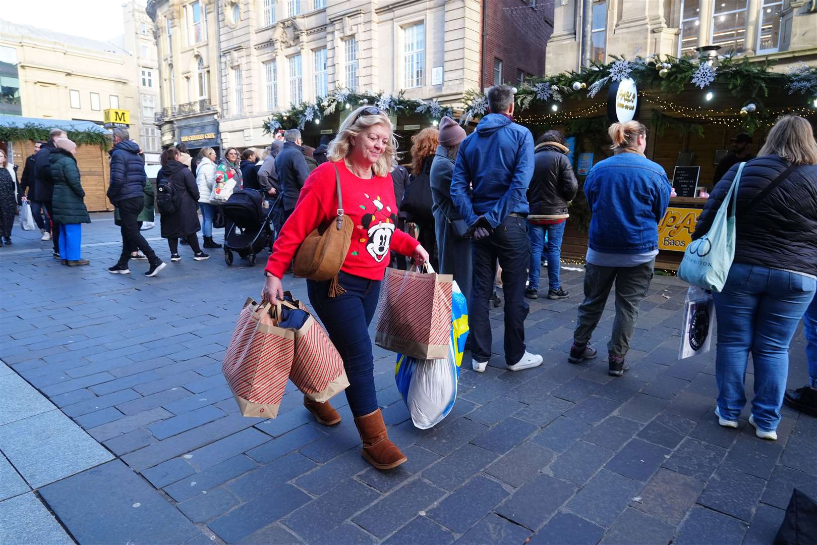 Shoppers in Newcastle before Christmas Day on Wednesday (Owen Humphreys/PA)