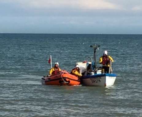 Walmer RNLI volunteer crews rescued a man from a fishing boat off Kingsdown