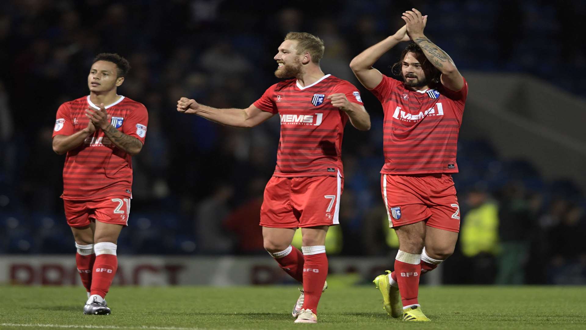 Gillingham players applaud the fans at the final whistle Picture: Barry Goodwin